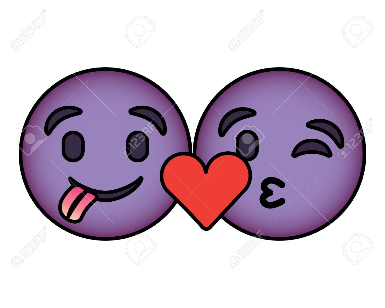 purple emoticons faces tongue