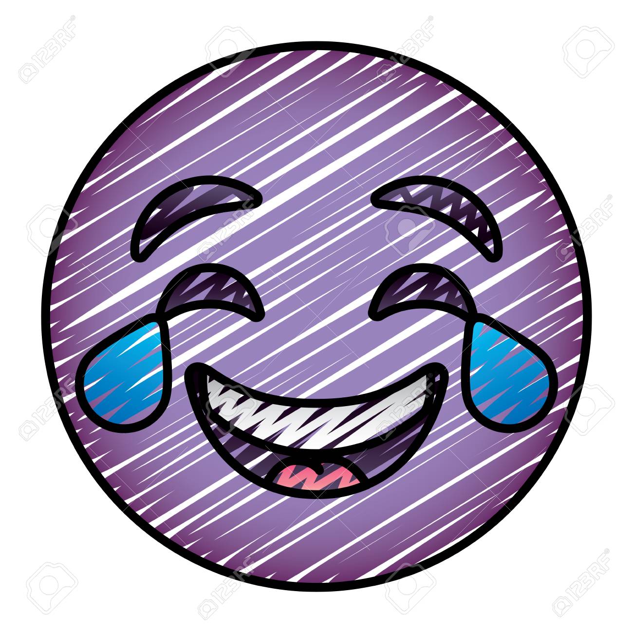 かわいい紫の笑顔絵文字ハッピー涙ベクトル描きイメージのイラスト素材 ベクタ Image