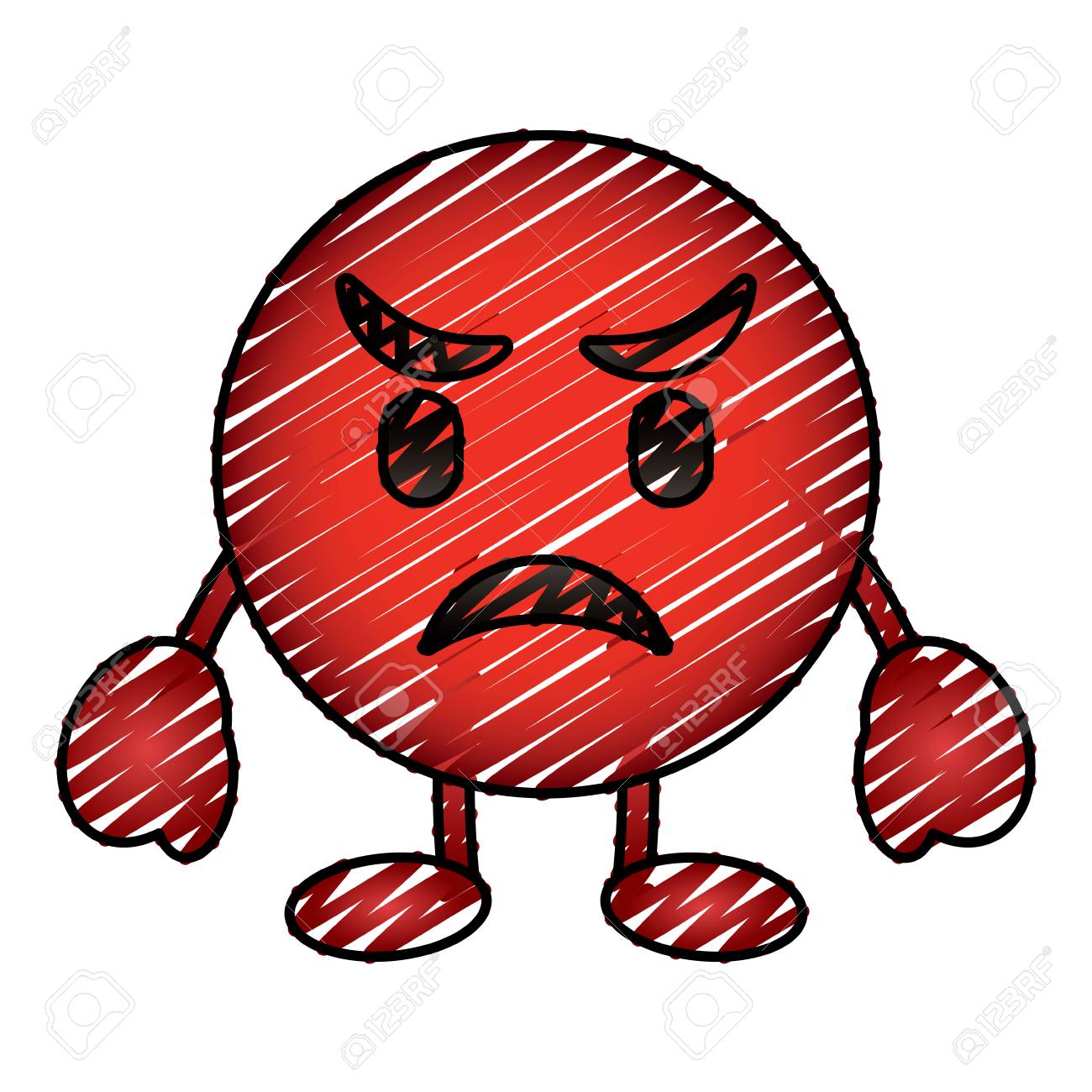 赤顔文字漫画顔怒っているキャラクターベクトルイラスト描画画像のイラスト素材 ベクタ Image