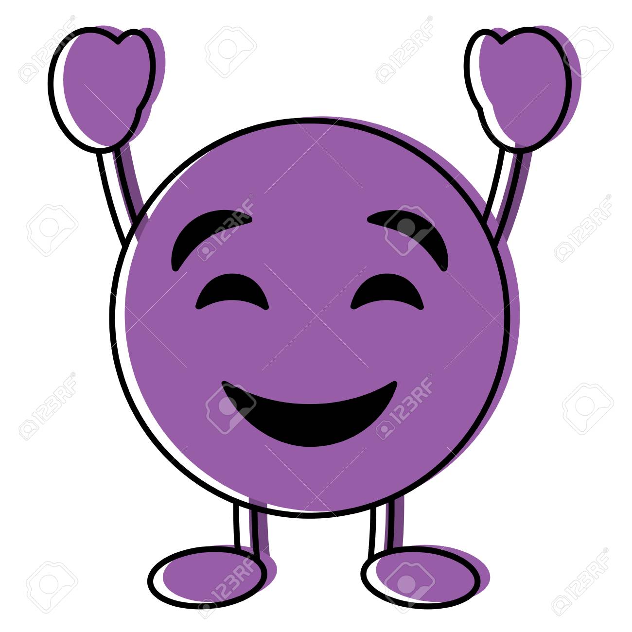 紫色の顔文字漫画の顔笑顔キャラクターベクトルイラスト のイラスト素材 ベクタ Image