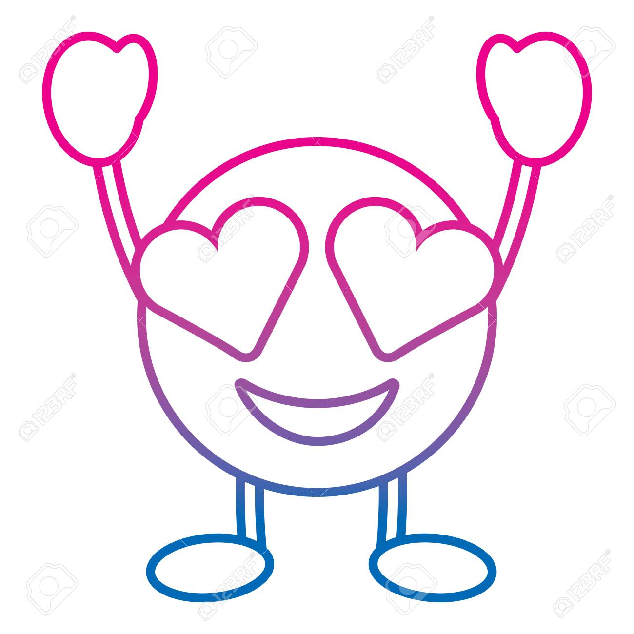 愛キャラクターベクトルイラストで顔文字漫画の顔は カラーライン画像を劣化のイラスト素材 ベクタ Image