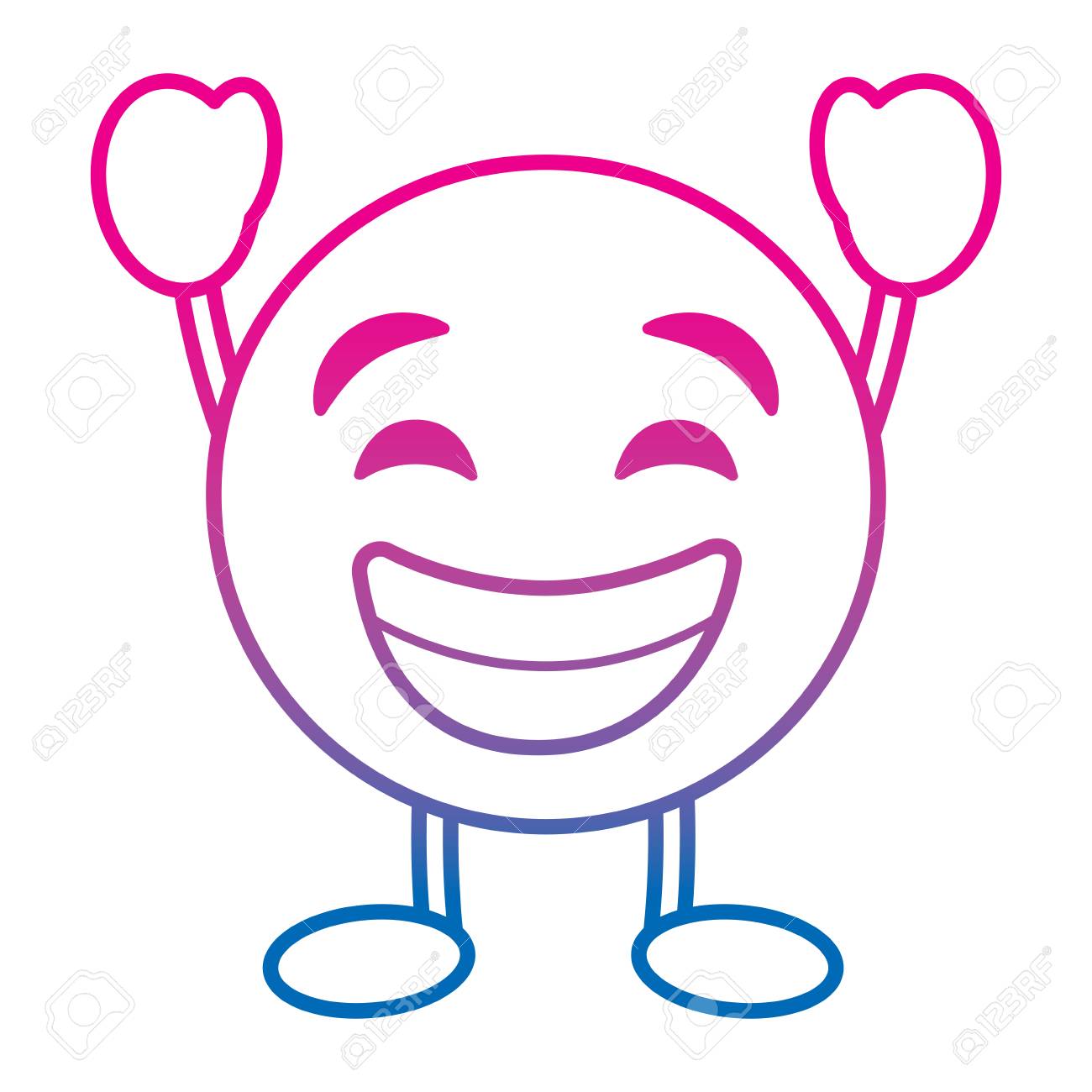 絵文字漫画の顔笑顔幸せな文字ベクトルイラストは カラーライン画像を劣化のイラスト素材 ベクタ Image