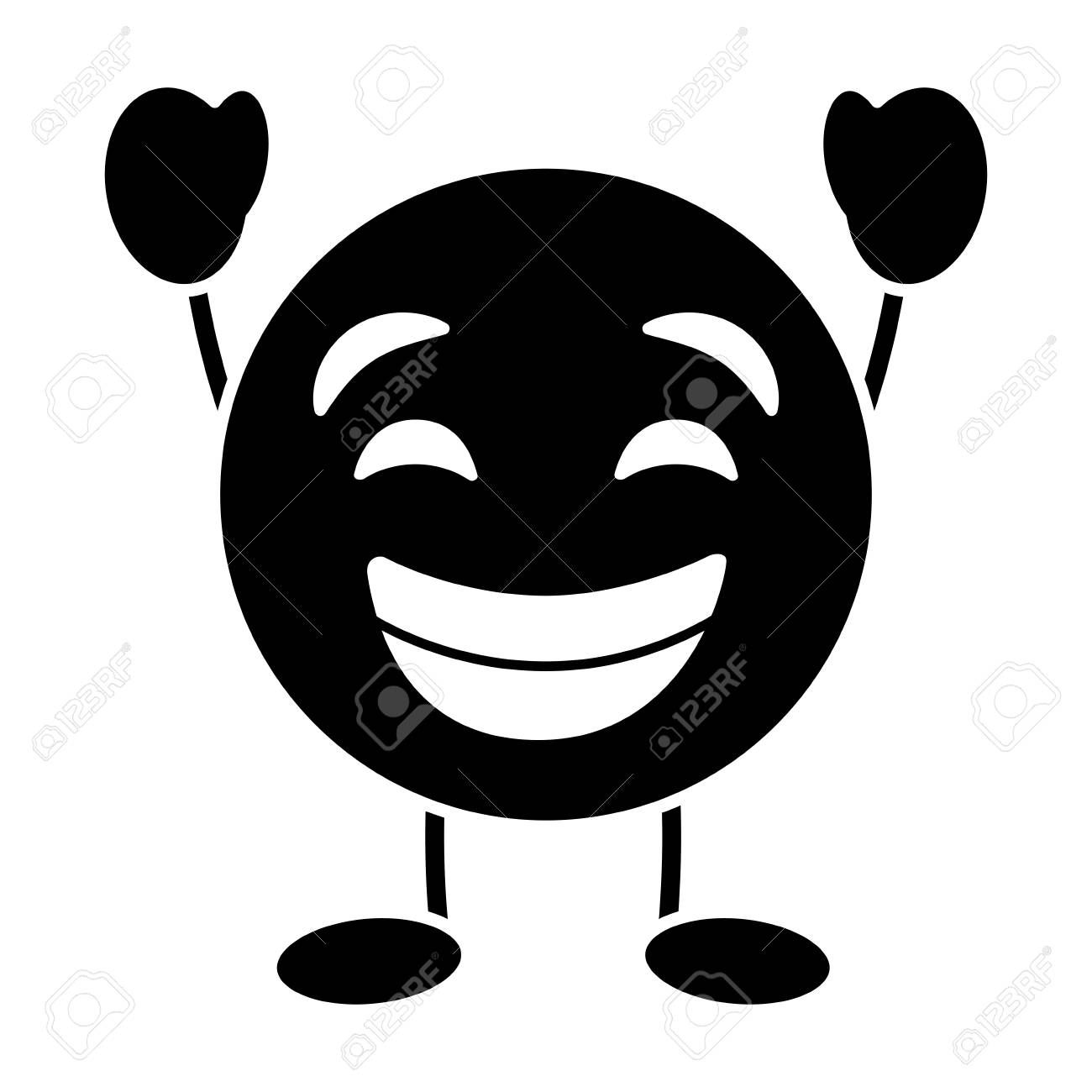 紫色の絵文字漫画の顔笑顔幸せな文字ベクトルイラスト黒と白の画像のイラスト素材 ベクタ Image