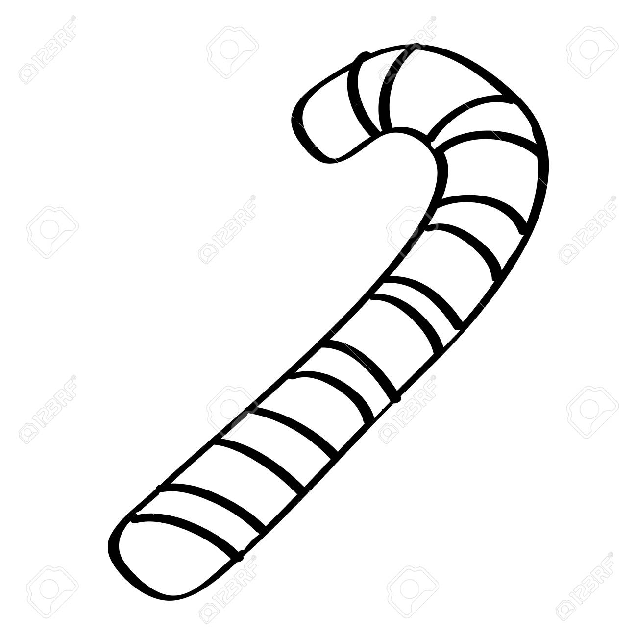 sweet candy cane dessert mint striped vector illustration outline