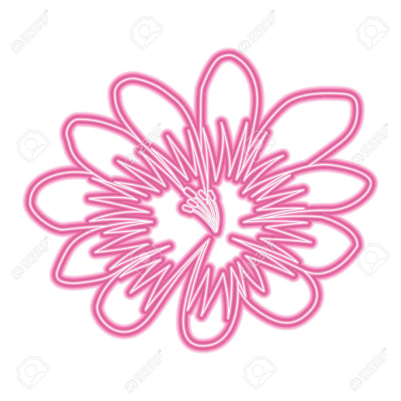 花繊細な装飾花の自然の花びベクトルイラストネオンピンクライン画像のイラスト素材 ベクタ Image