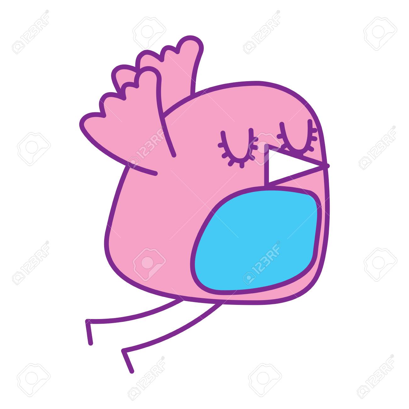 かわいい漫画鳥の動物の美しさベクトルイラストイラストピンクと青のデザインのイラスト素材 ベクタ Image