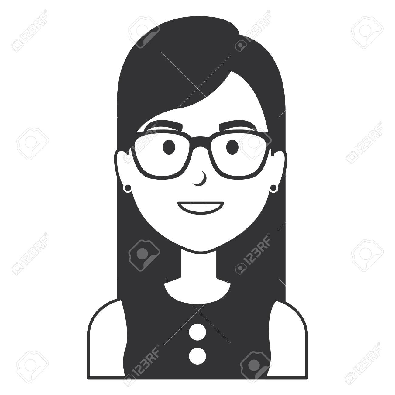 メガネキャラクターベクトルイラストデザインの美しく 若い女性 のイラスト素材 ベクタ Image