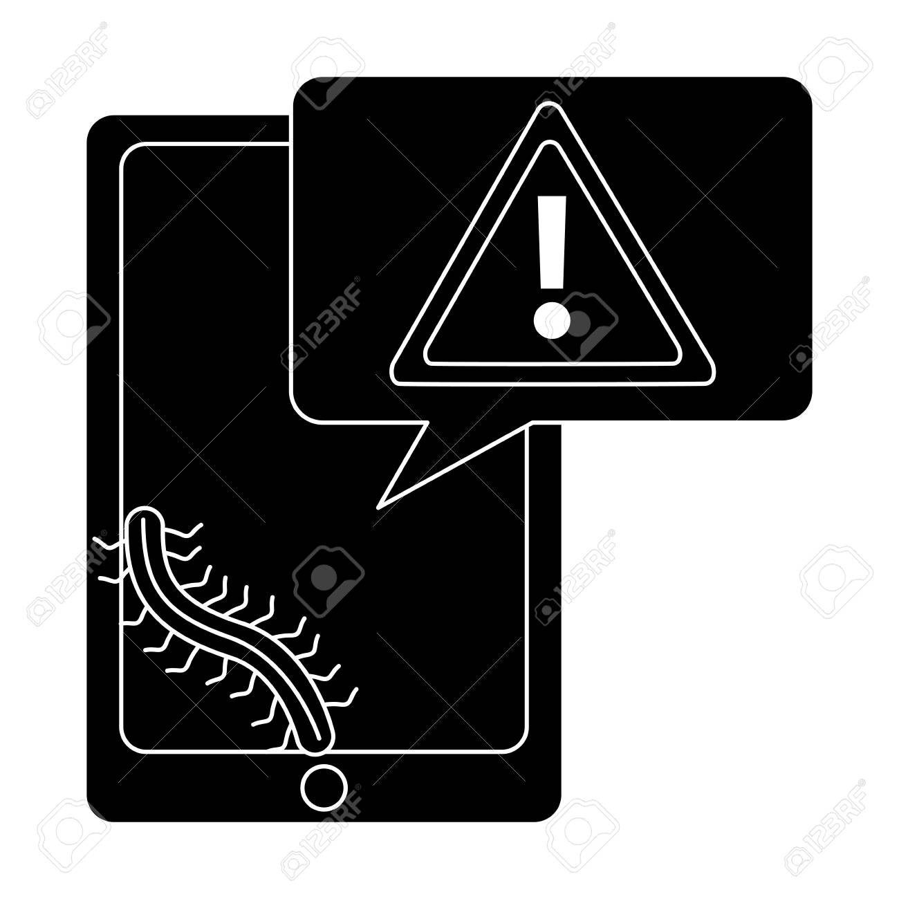 mobile phone and worm virus message alert vector illustration pictogram design stock vector 96673027