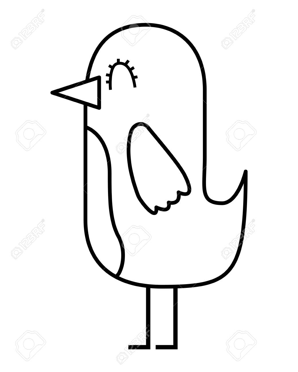 漫画かわいい鳥愛らしい動物ベクトルイラスト細いラインデザインのイラスト素材 ベクタ Image 96803420