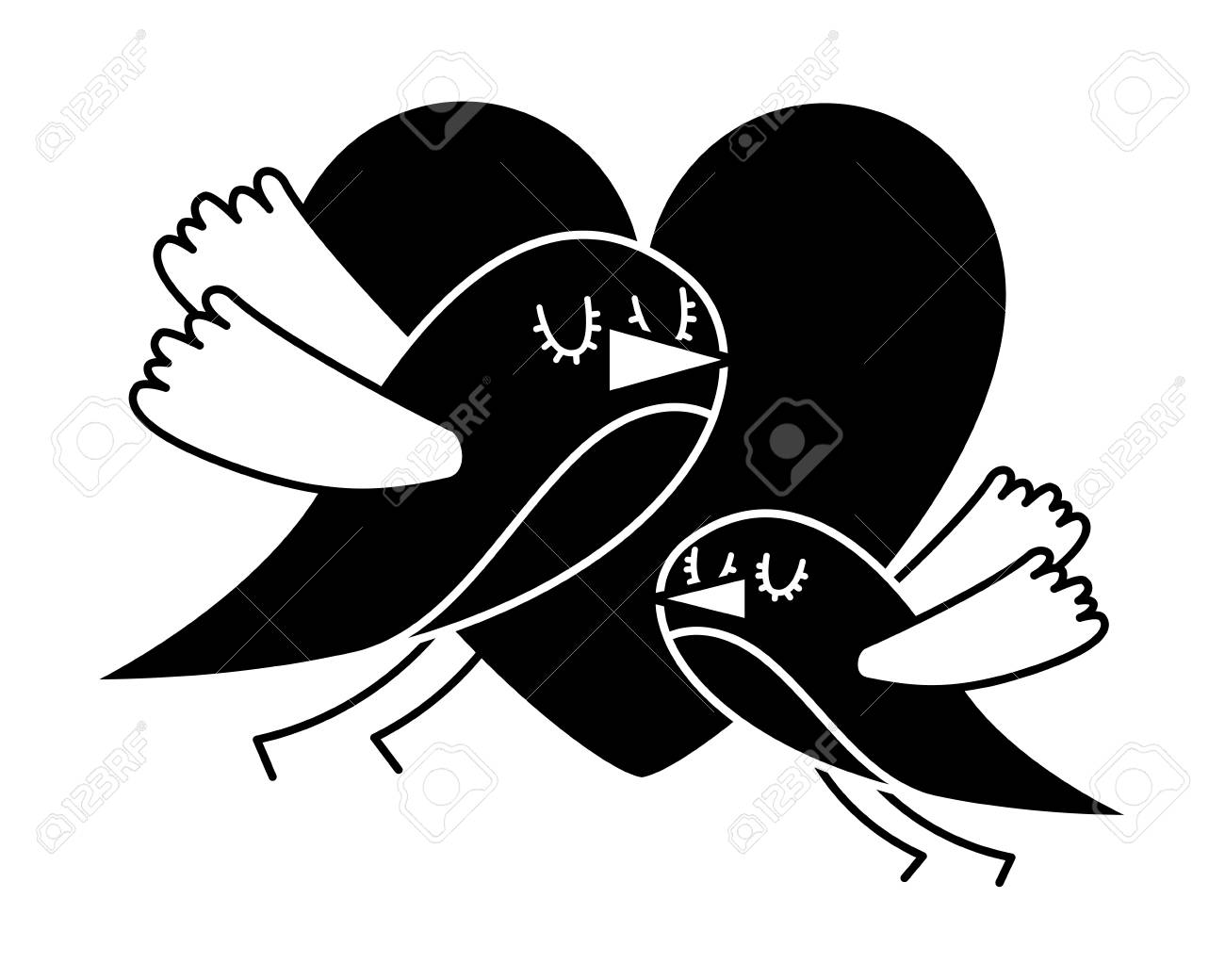愛のロマンスベクターイラストでかわいい飛ぶ鳥の心のイラスト素材 ベクタ Image 愛のロマンスベクターイラストでかわいい飛ぶ鳥の心のイラスト素材 ベクタ Image