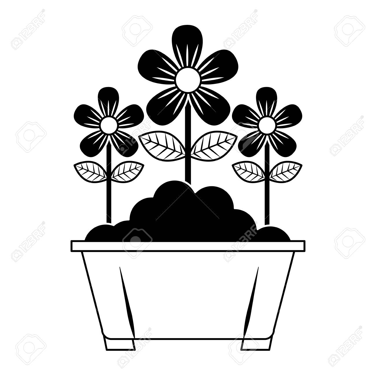 鉢植えの花自然の装飾は植物のベクトルのイラストを残す のイラスト素材 ベクタ Image
