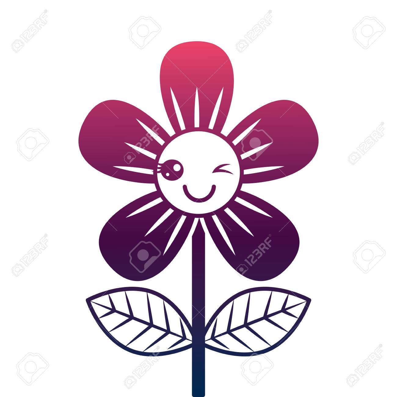 Belle Fleur Clin D Oeil Dessin Anime Illustration Vectorielle Degrader La Conception Des Couleurs Clip Art Libres De Droits Vecteurs Et Illustration Image 96941902