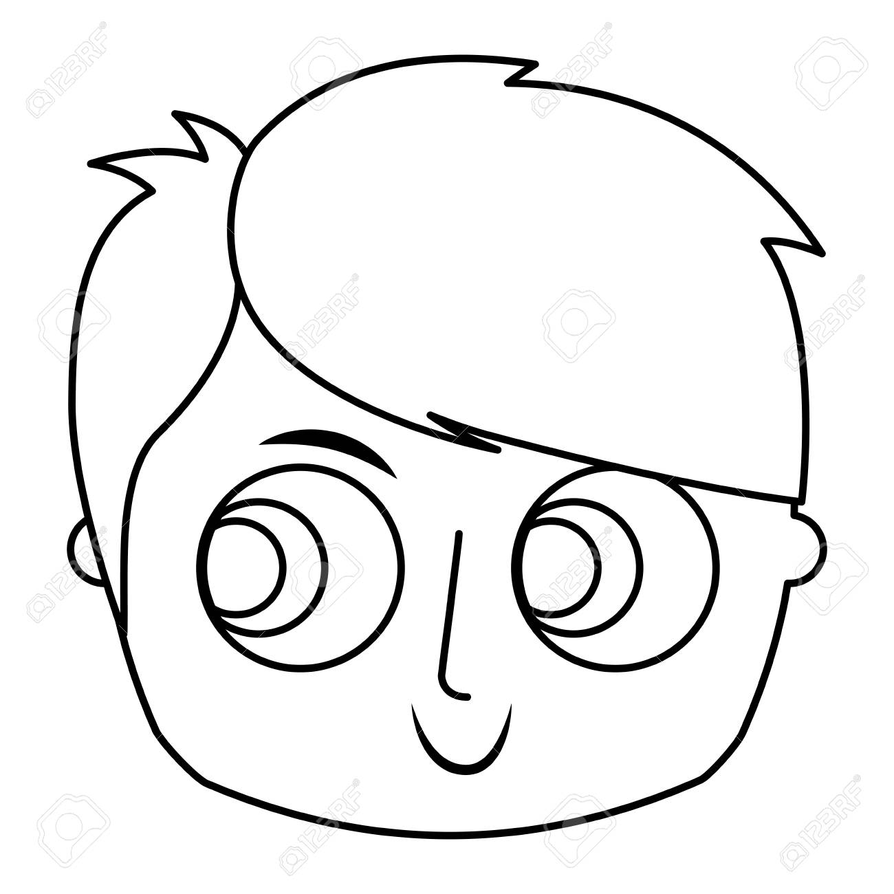 笑顔幸せな顔男の子男性若いキャラクターベクトルイラスト細線のイラスト素材 ベクタ Image