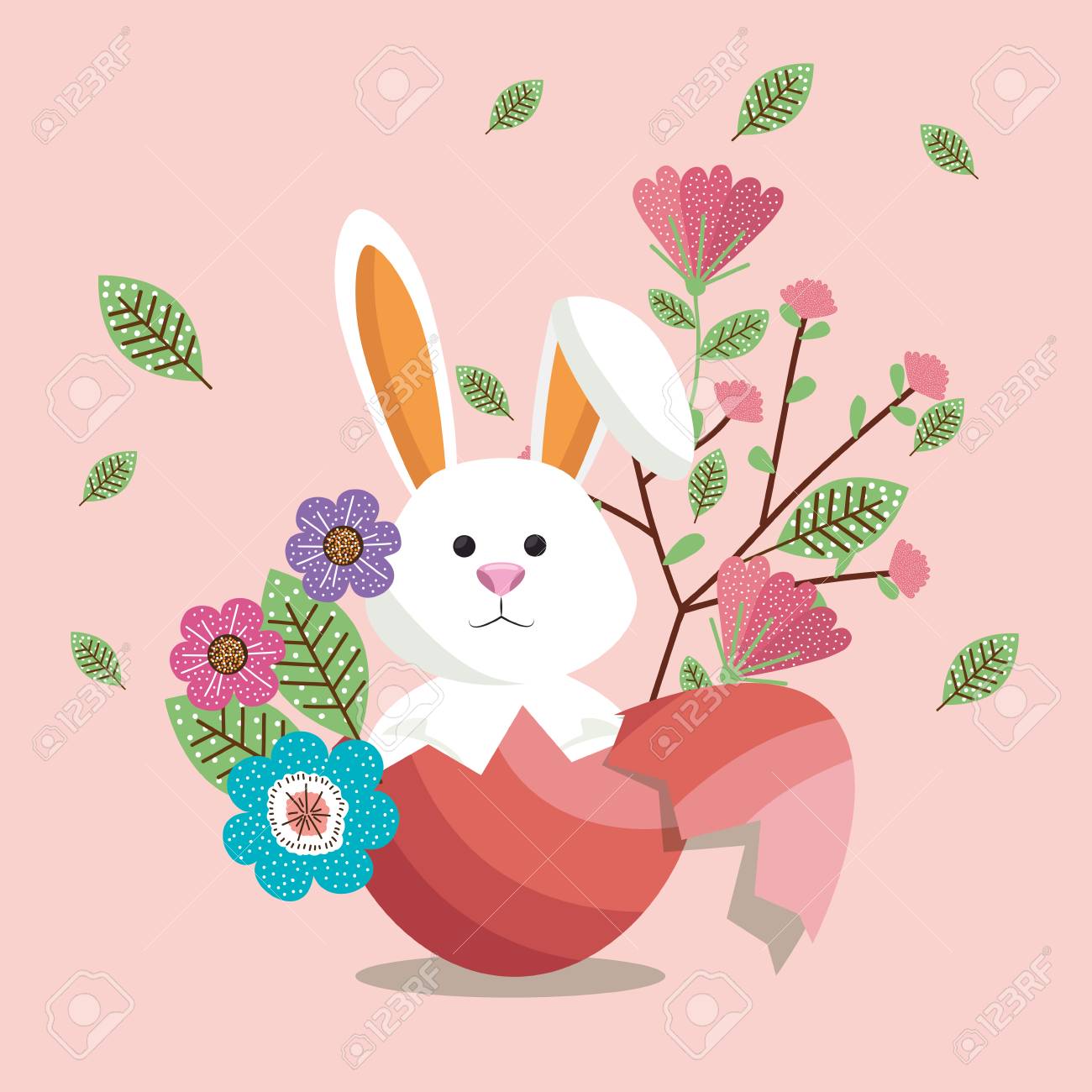 かわいいウサギ幸せなイースターカードベクトルイラストデザインのイラスト素材 ベクタ Image