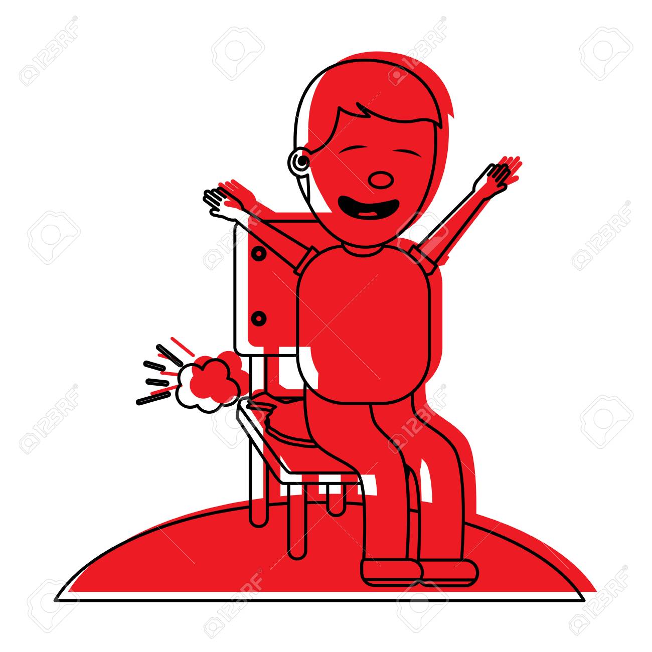 フーピークッションの愚かな日ベクトルイラスト赤いイメージで椅子に座っている悲しい男のイラスト素材 ベクタ Image フーピークッションの愚かな日ベクトルイラスト赤いイメージで椅子に座っている悲しい男のイラスト素材 ベクタ Image