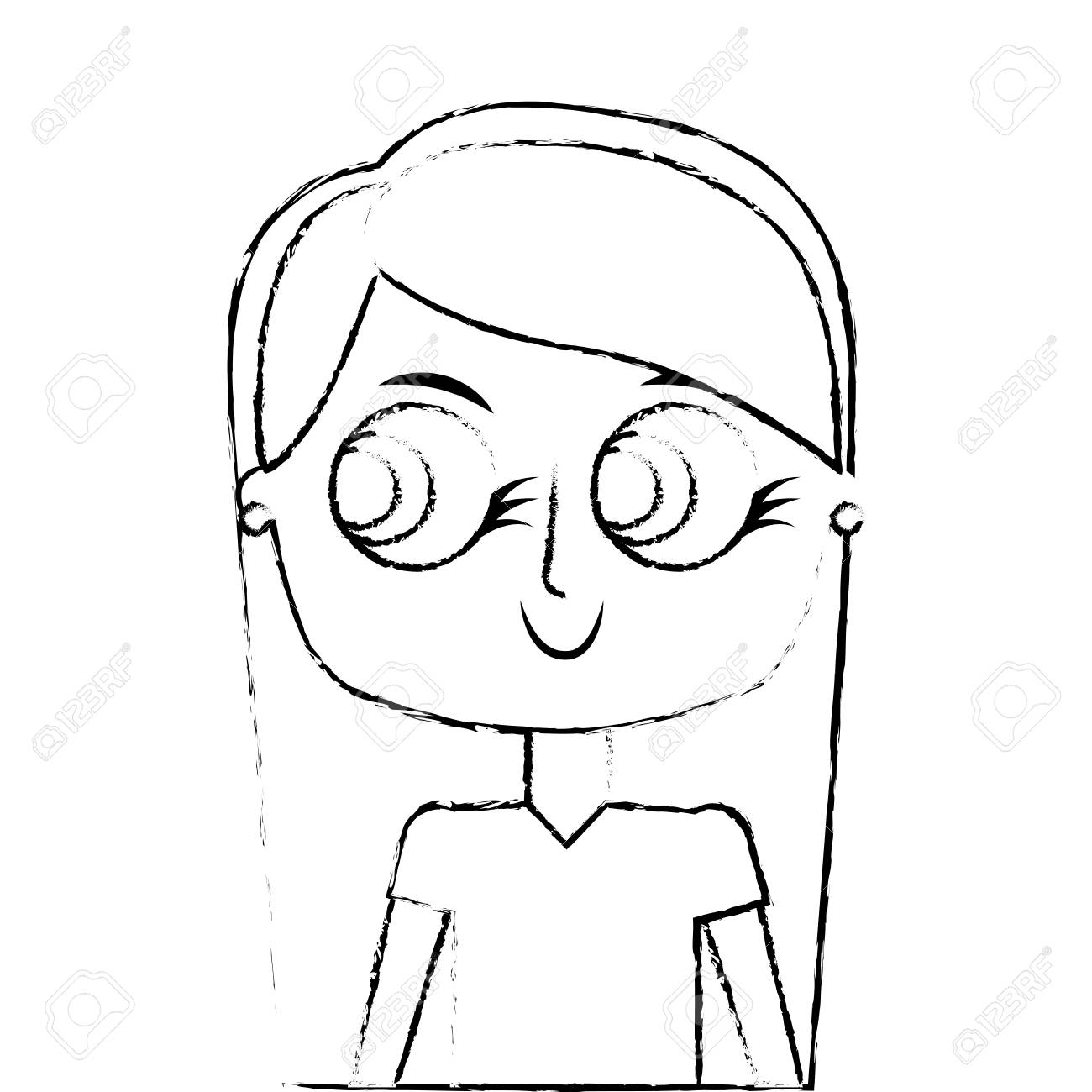 Happy Cute Teen Girl Daughter Cartoon Vector Illustration Sketch