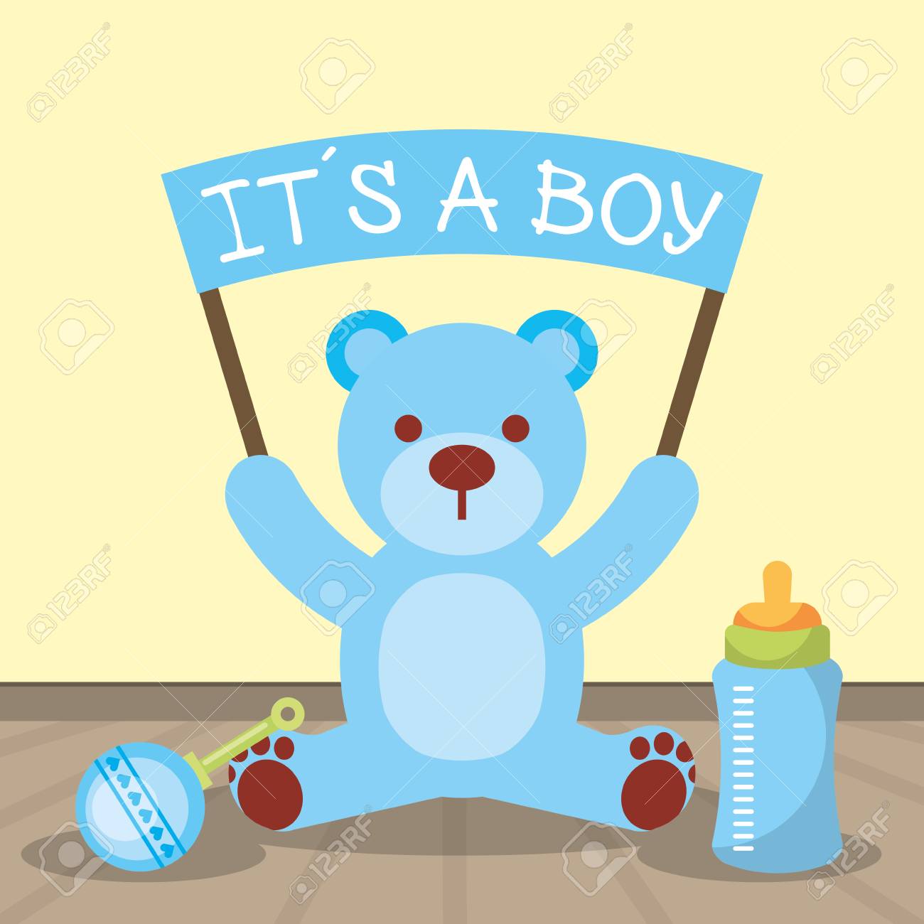 Der Blaue Bar Der Babypartykarte Der Brett Sein Halt Ein Junge Vector Illustration Lizenzfrei Nutzbare Vektorgrafiken Clip Arts Illustrationen Image 97335863