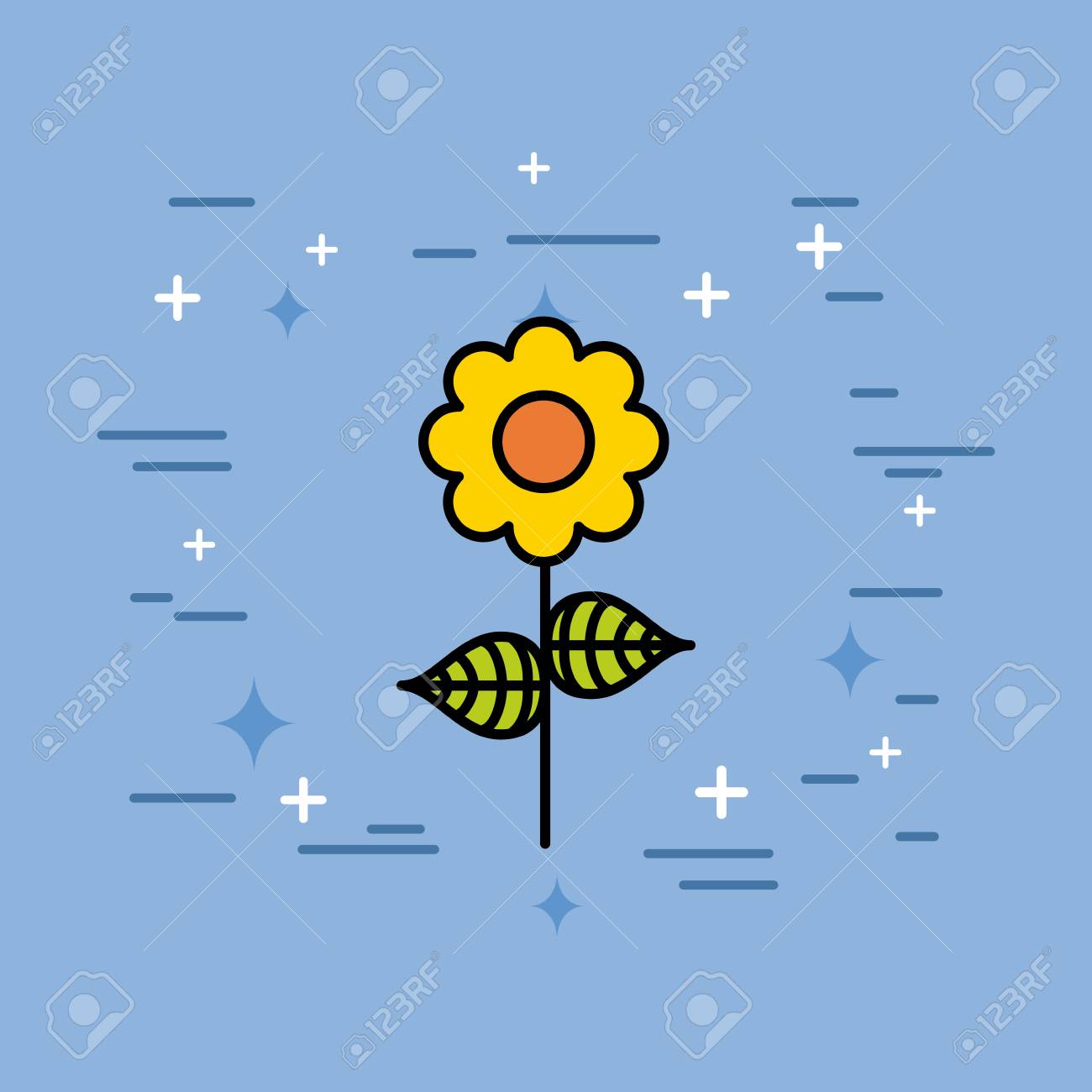 かわいい花の自然花びらの葉ベクトルイラストのイラスト素材 ベクタ Image