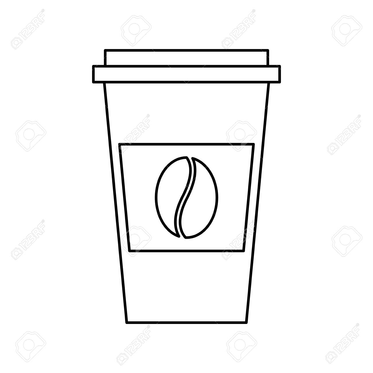 Disposable Coffee Cup Icon With Bean Takeaway Vector Illustration Outline Design Stock Disposable Coffee Cup Icon With Bean Takeaway Vector Illustration Outline Design Stock