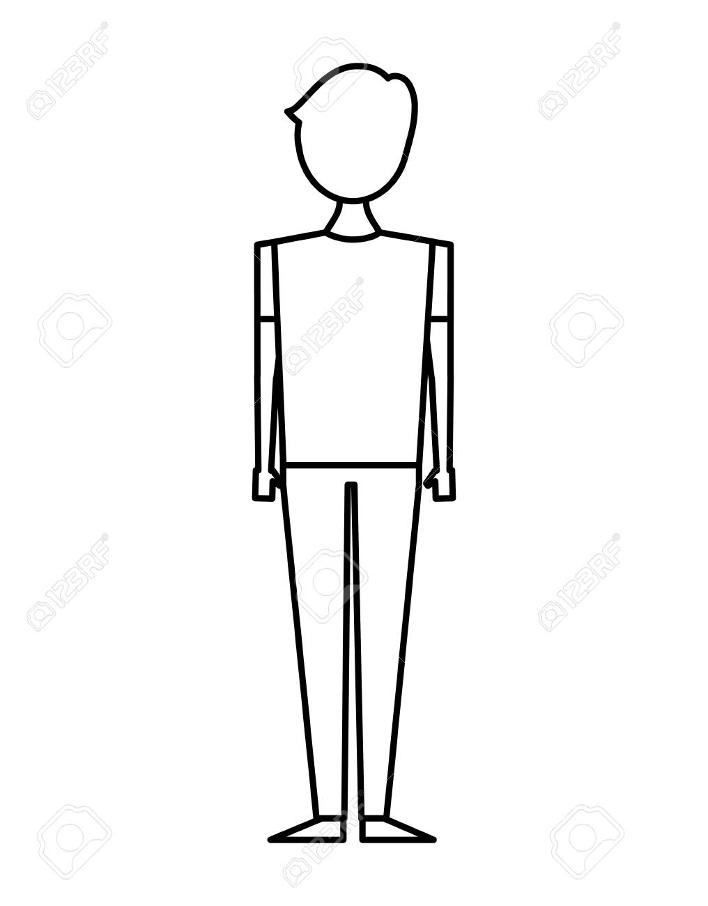 Back View Of Man Standing Character Vector Illustration Outline