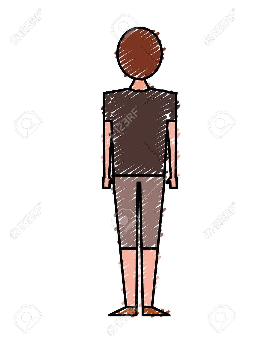 Back View Of Man Standing Character Vector Illustration