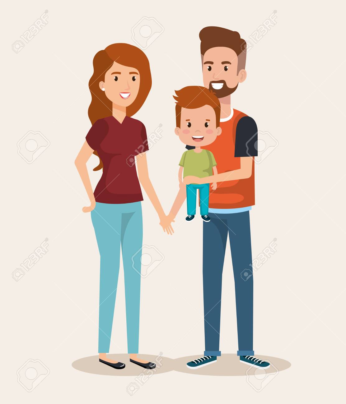 かわいい家族幸せなキャラクターベクトルイラストデザインのイラスト素材 ベクタ Image