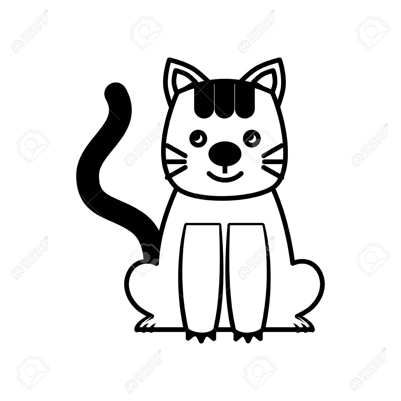 甘いキティ座っている漫画動物パッチベクターイラストのイラスト素材 ベクタ Image