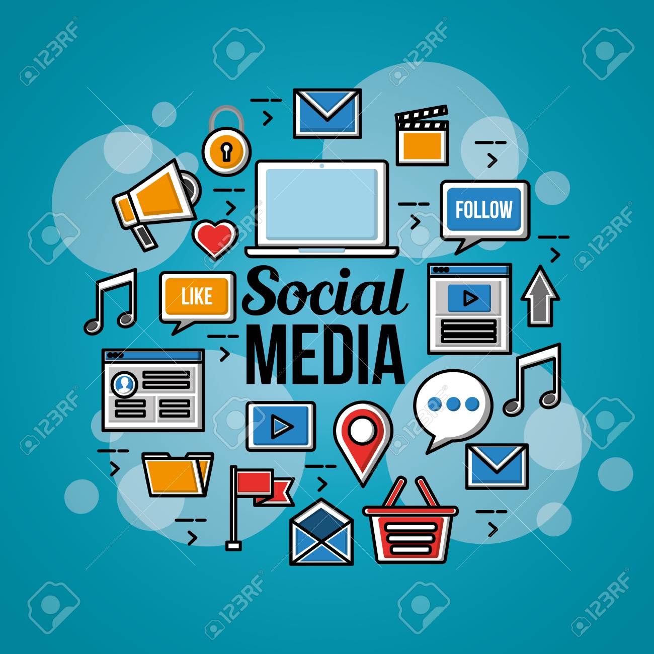 People Social Media Networks Bubble Blue Background Icons Many Tools Red  Vector Illustration Royalty Free SVG, Cliparts, Vectors, and Stock  Illustration. Image 99611127., image size:1300x1300