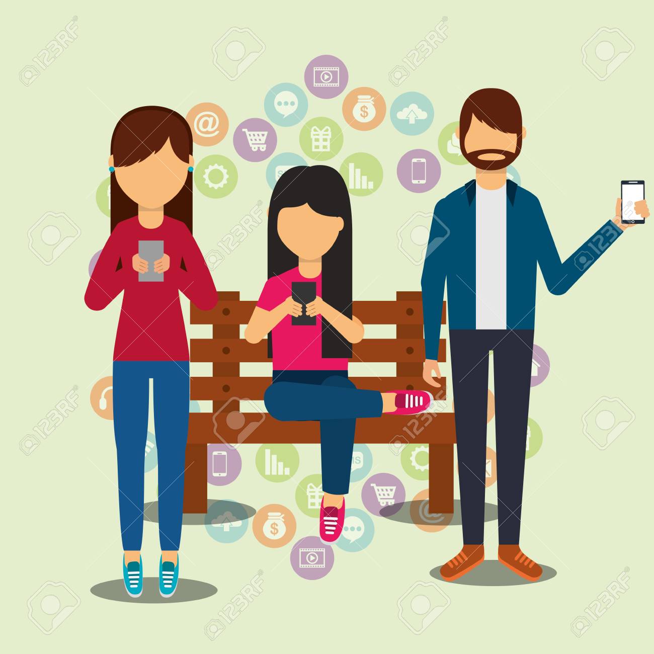 people social media user smartphones technology digital vector illustration - 99749322 people social media user smartphones technology digital vector illustration - 99749322