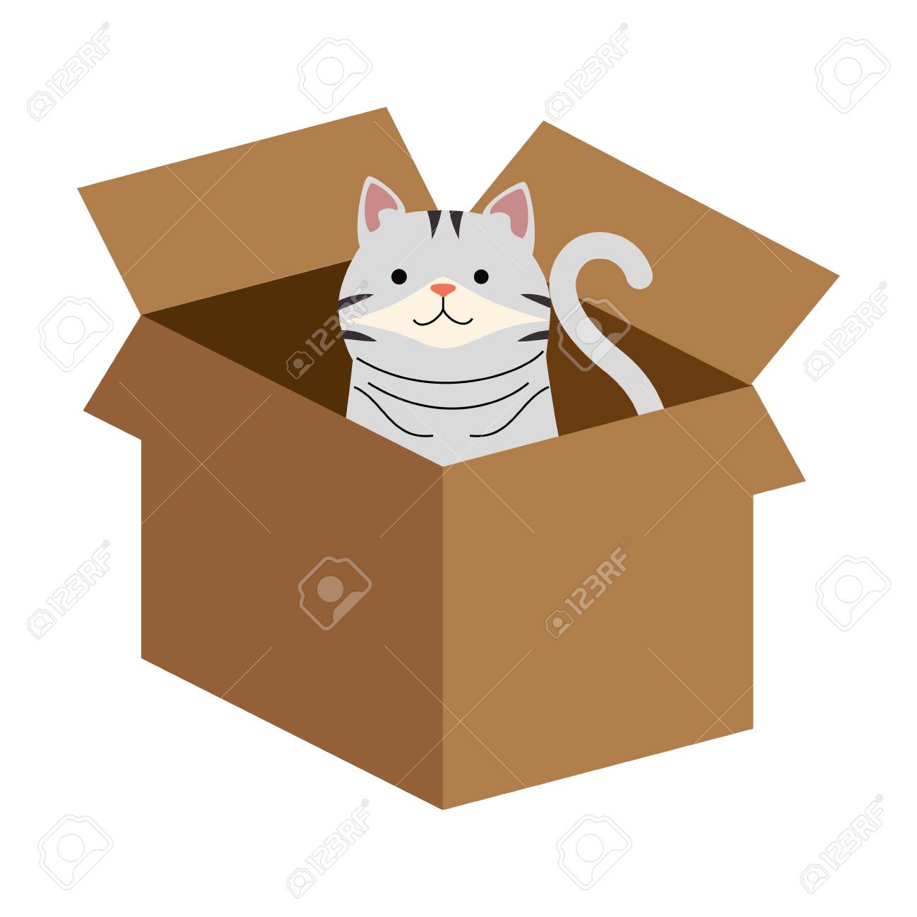 A cute cat in carton box vector illustration design - 99889545 A cute cat in carton box vector illustration design - 99889545