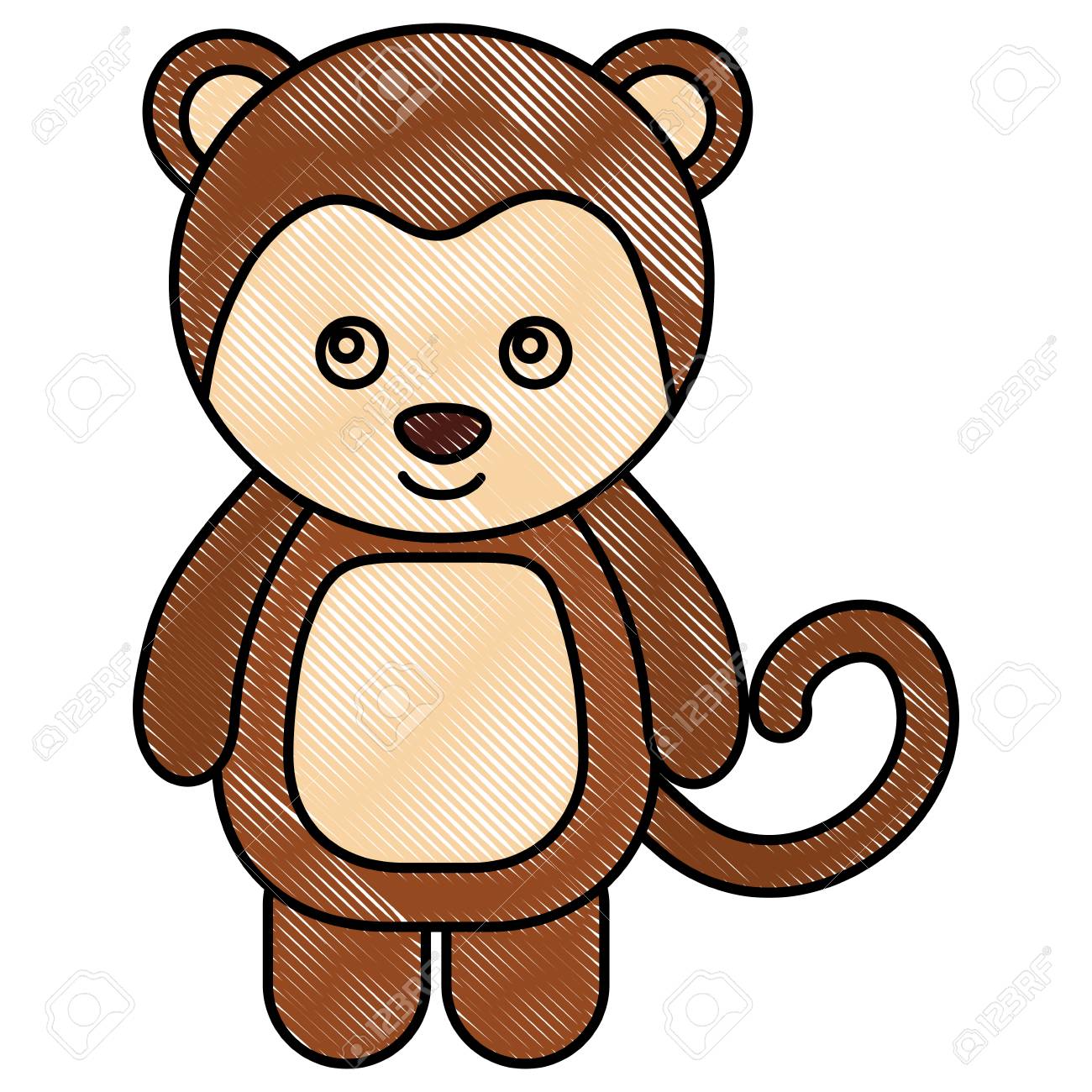 Cute Baby Monkey Animal Image Vector Illustration Drawing Royalty Free Cliparts Vectors And Stock Illustration Image