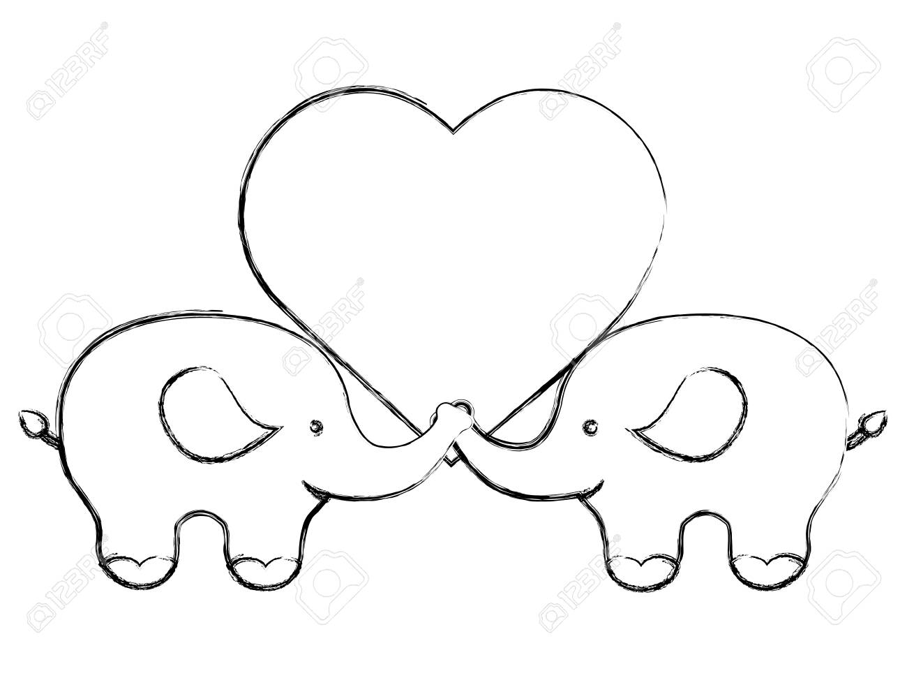 Pair Of Elephants With Love Heart Vector Illustration Sketch Royalty Free  SVG, Cliparts, Vectors, And Stock Illustration. Image 100271652.