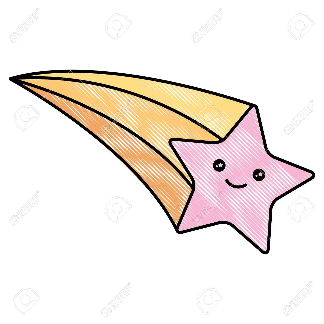 Cute Shooting Star Character Vector Illustration Design Royalty ...