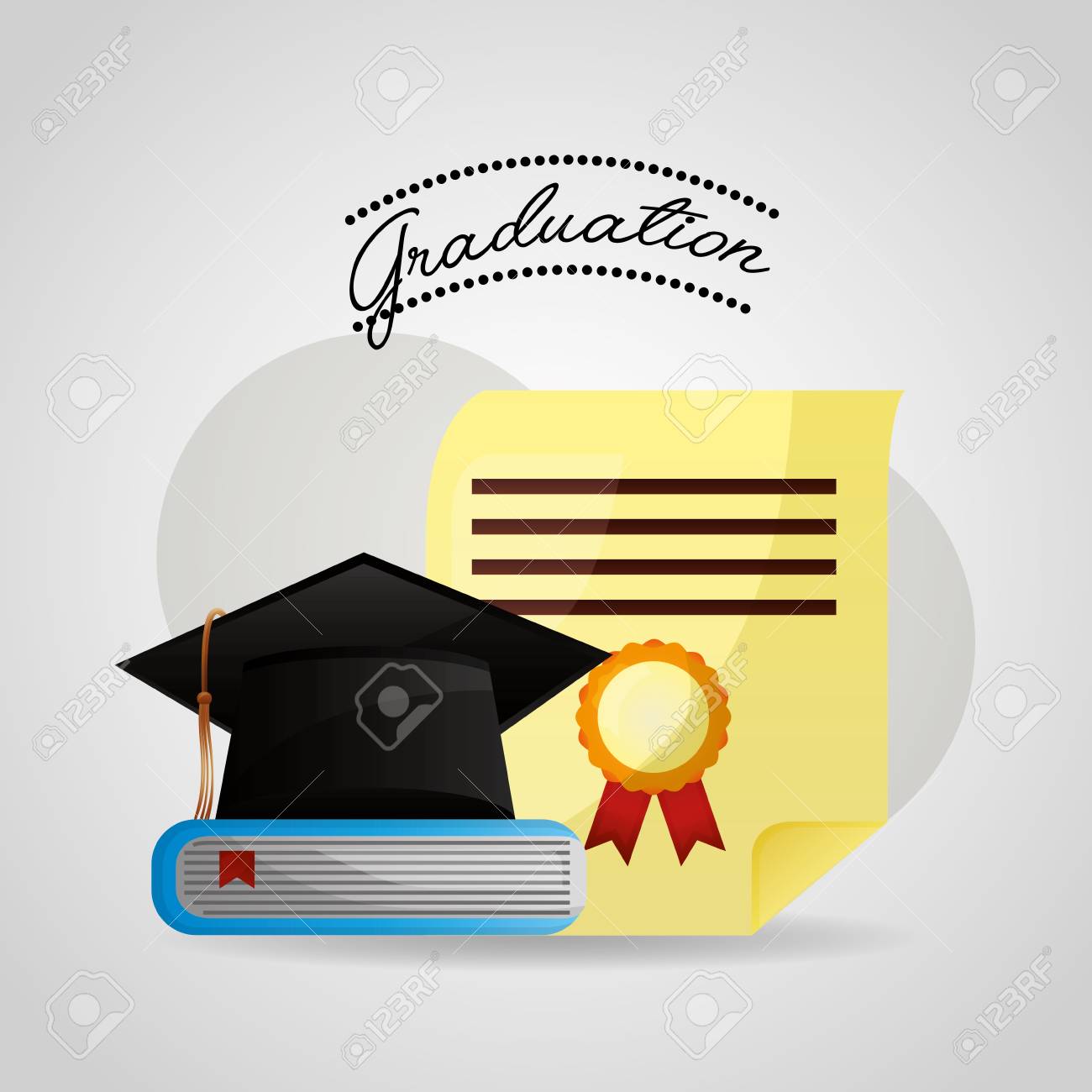 school graduation hat book certificate vector illustration school graduation certificate