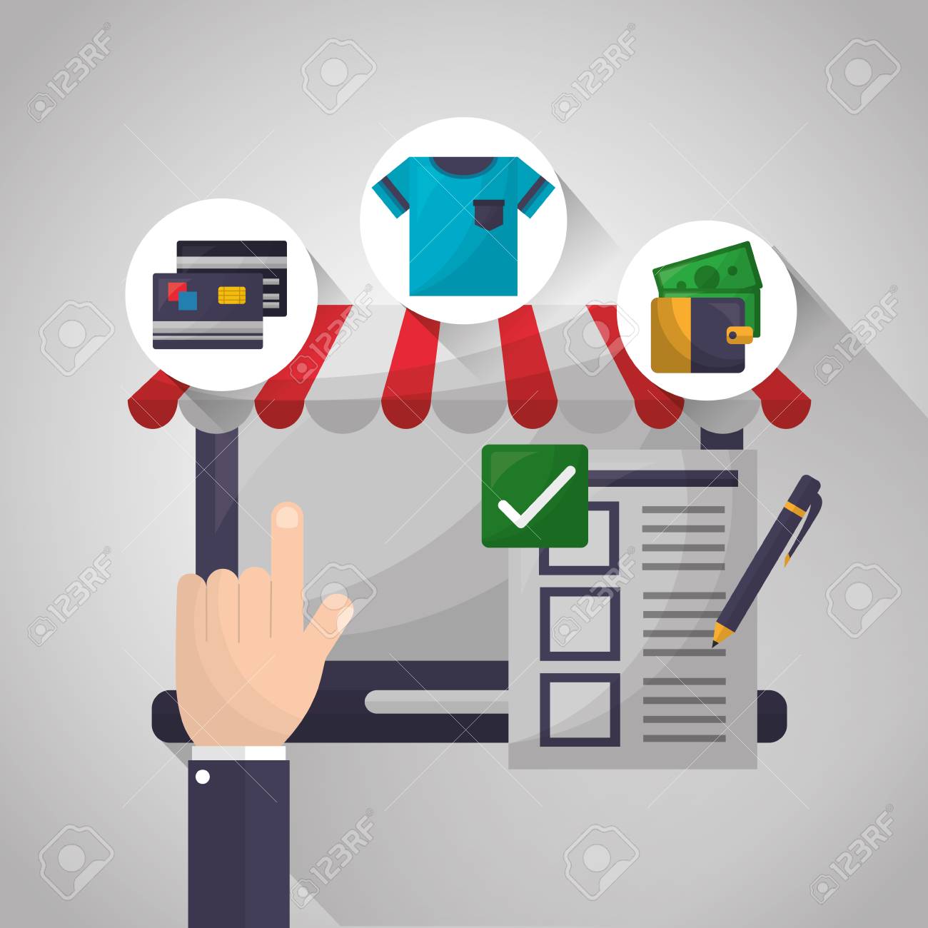 online shopping hand pointed screen stickers list buy things