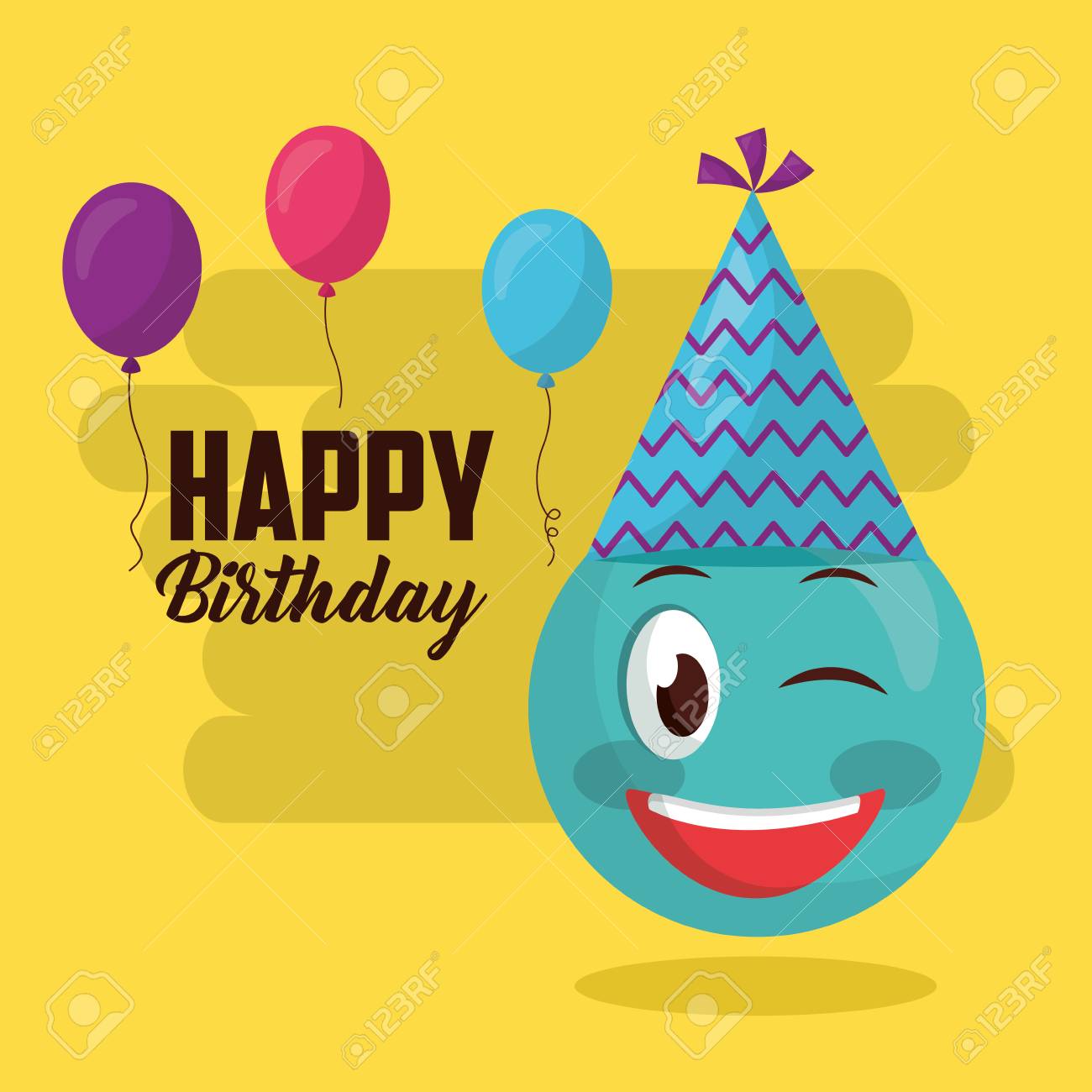 happy birthday emoji stinging the eye party hat balloons sign birthday emoji text