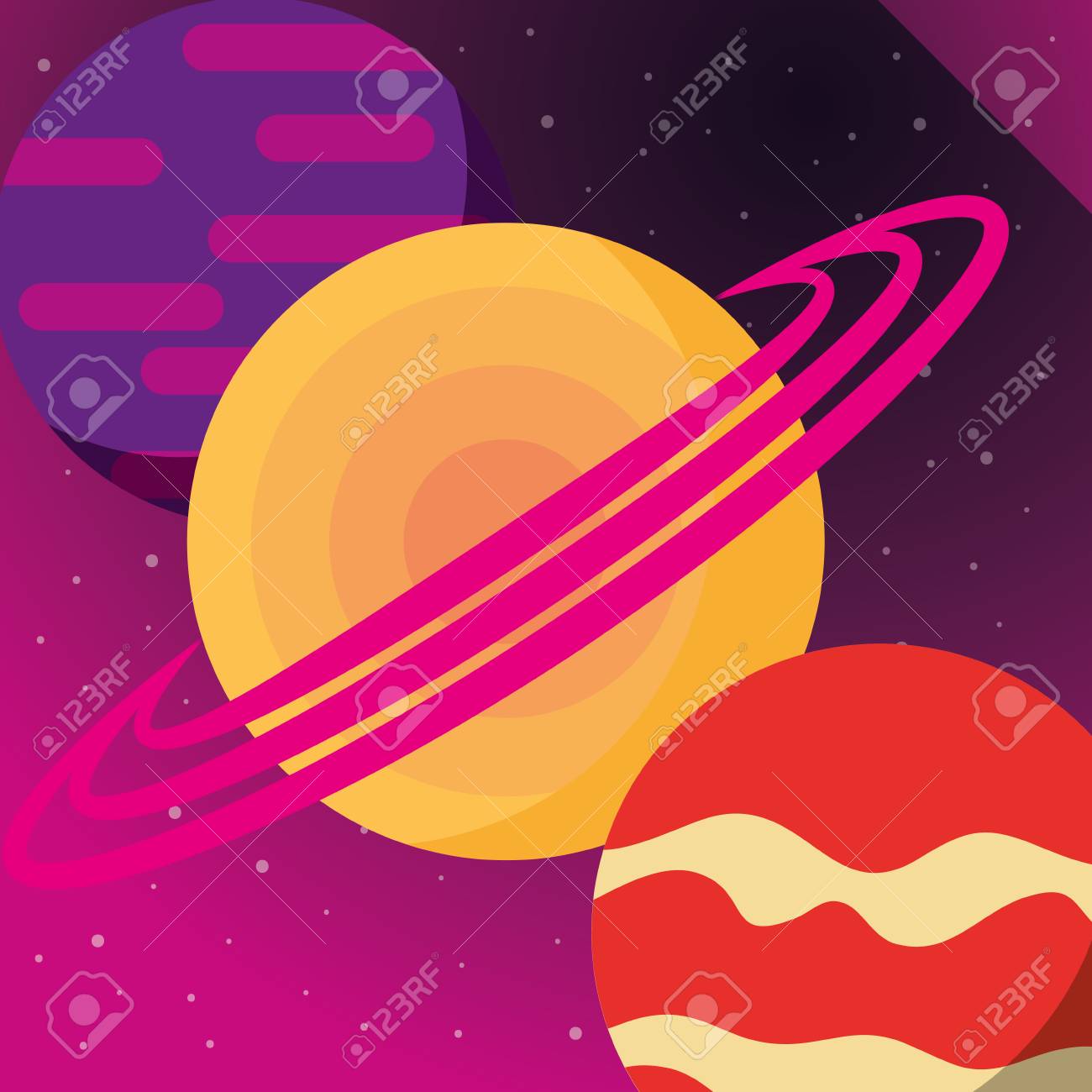 Space Solar System Planets Colors Stars Vector Illustration