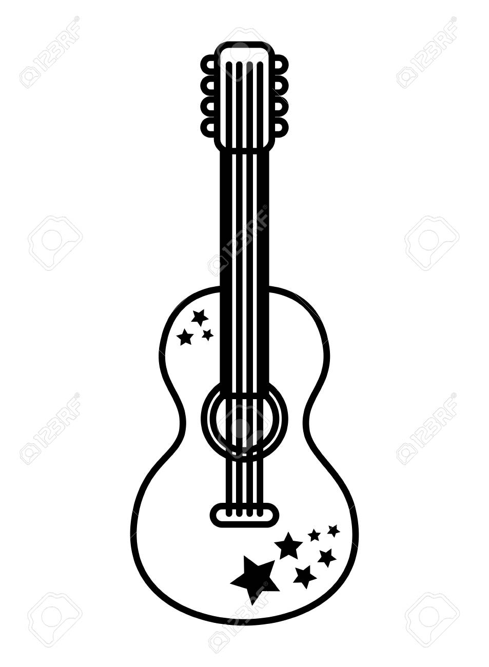 pics Guitar Clipart Outline guitar music retro hippie style vector