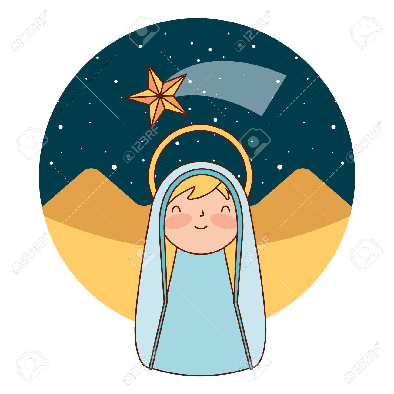 cute holy mary in the desert merry christmas vector illustration - 110830747 cute holy mary in the desert merry christmas vector illustration - 110830747