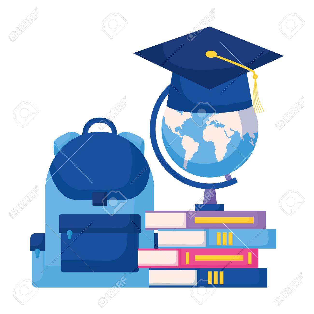 graduation hat map bag