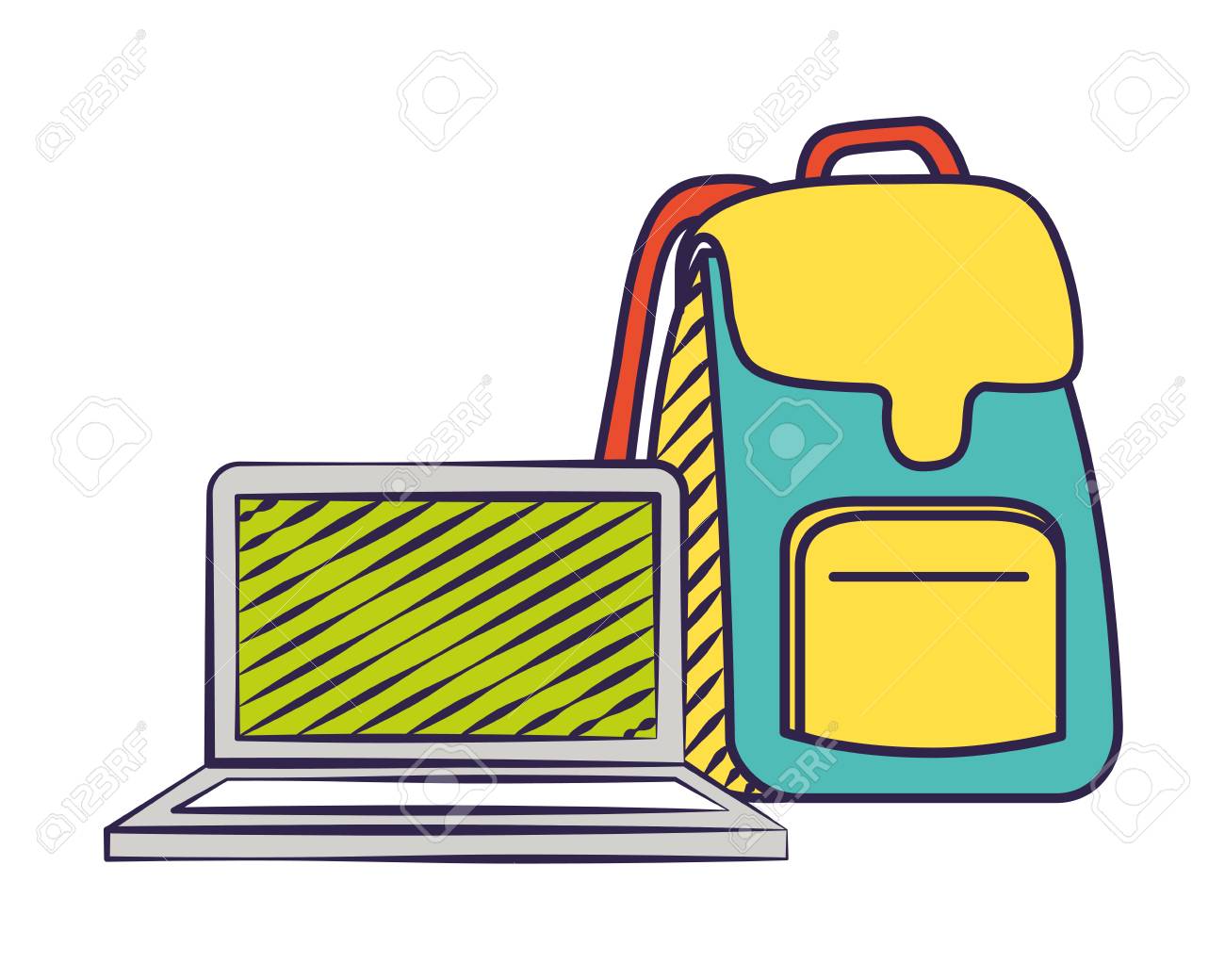 Laptop Computer Backpack Back To School Vector Illustration Royalty Free  SVG, Cliparts, Vectors, and Stock Illustration. Image 126464449.