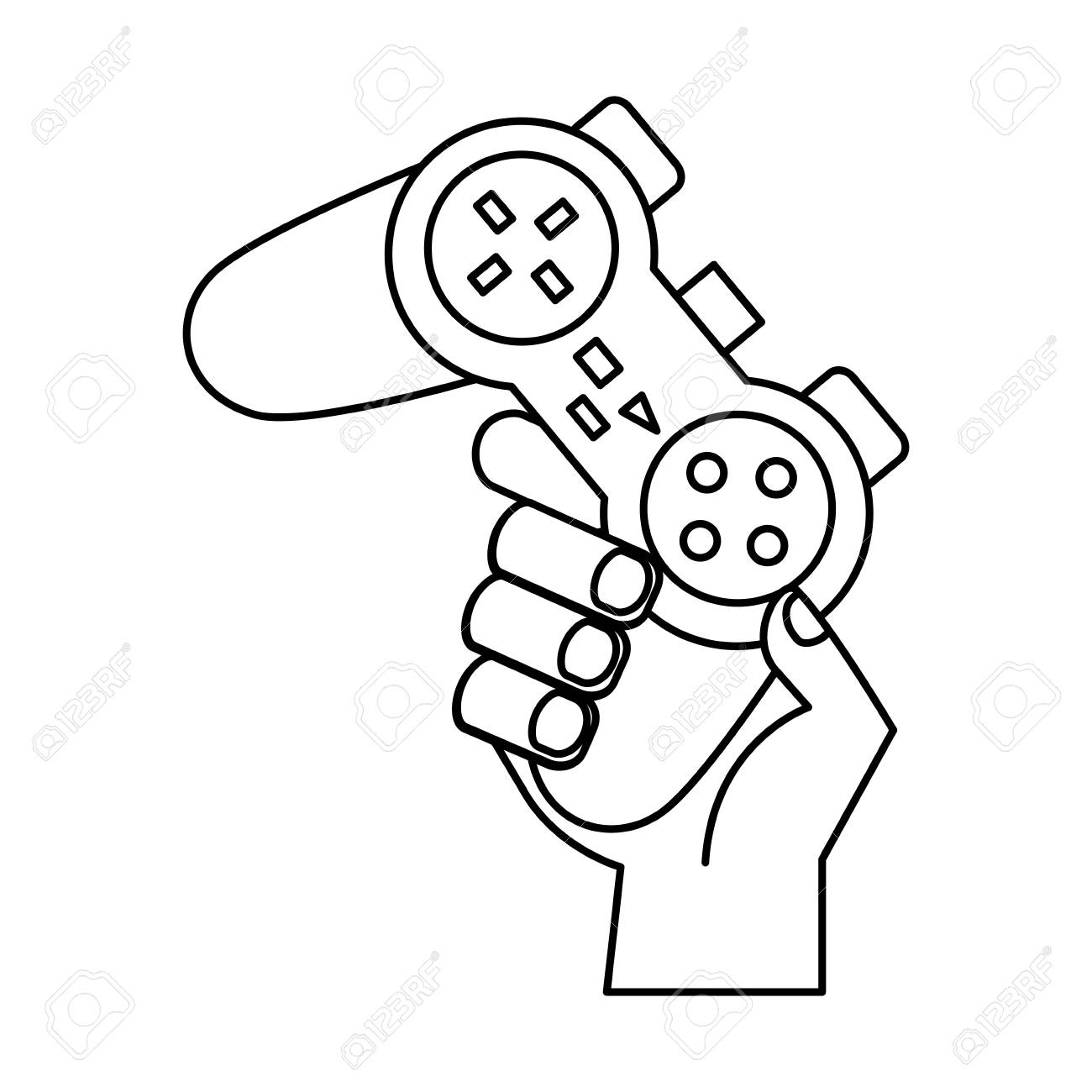 Hand Holding Control Video Game Vector Illustration Outline Royalty Free Cliparts Vectors And Stock Illustration Image