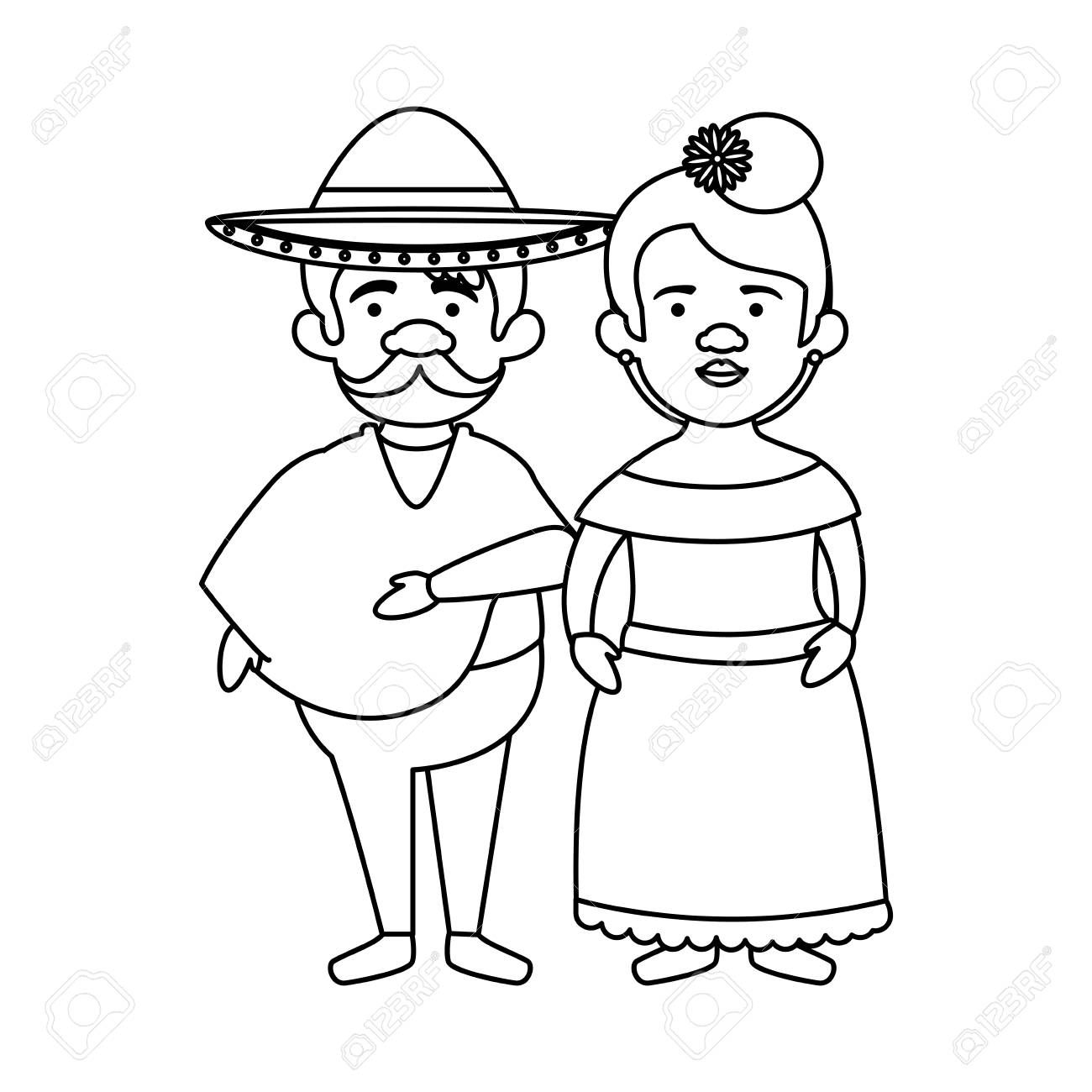 Traditional Mexican Couple Characters Vector Illustration Design Royalty Free Cliparts Vectors And Stock Illustration Image 116016384