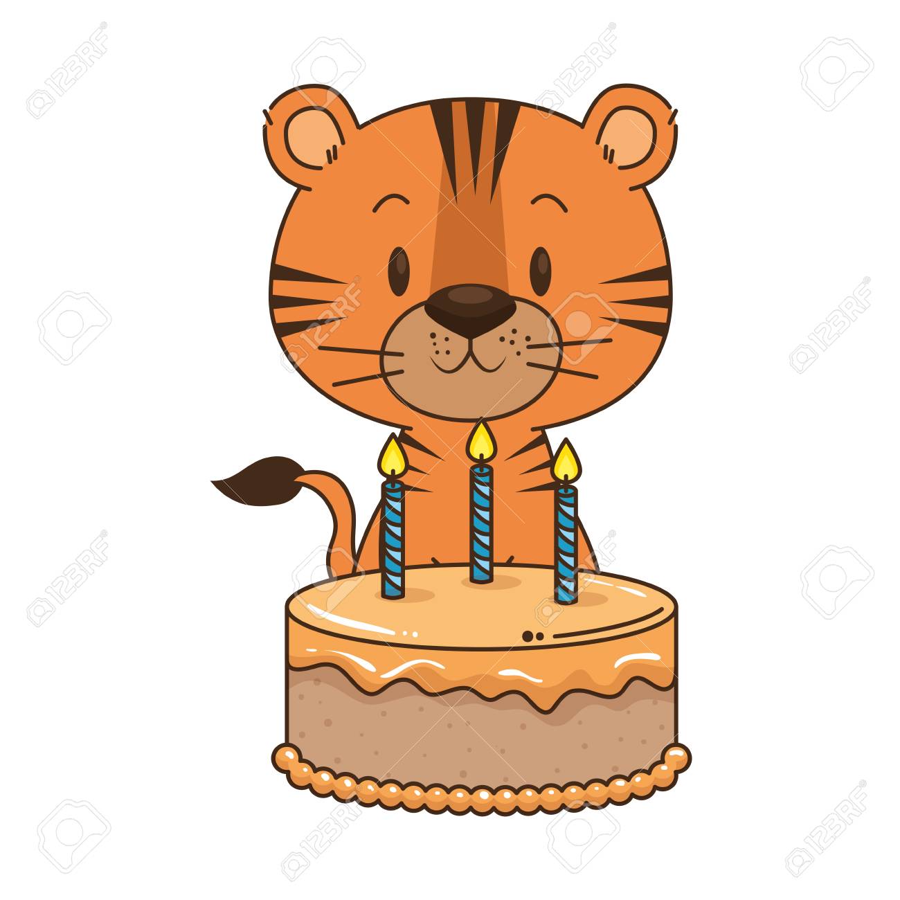 Cute Little Tiger Character Vector Illustration Design Royalty ...