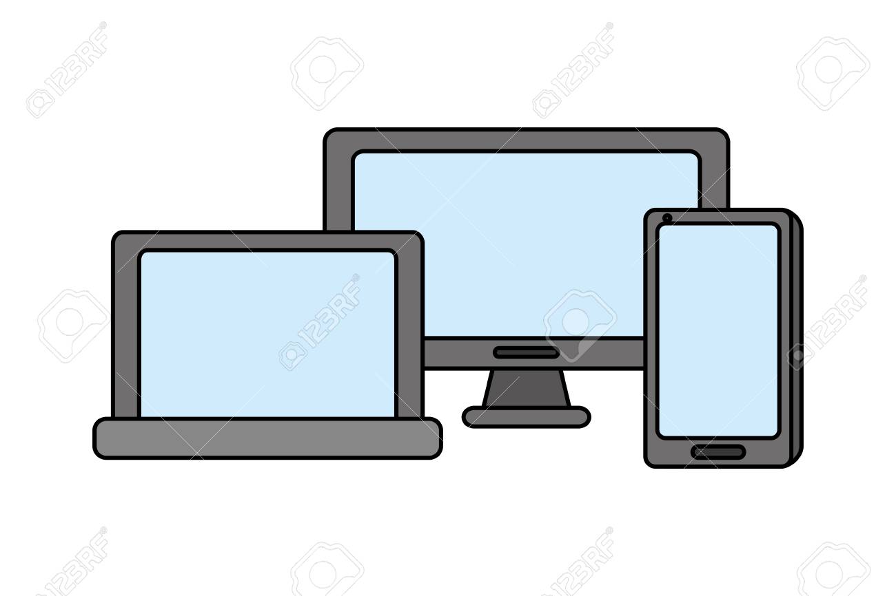 Computer Laptop Cellphone Gadgets Digital Vector Illustration Royalty Free Cliparts, Vectors, And Stock Illustration. Image 116943822.