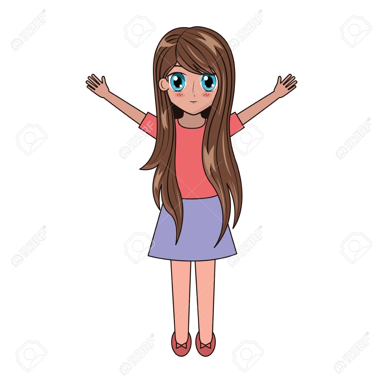 Cute Anime Girl Manga Comic Vector Illustration Royalty Free