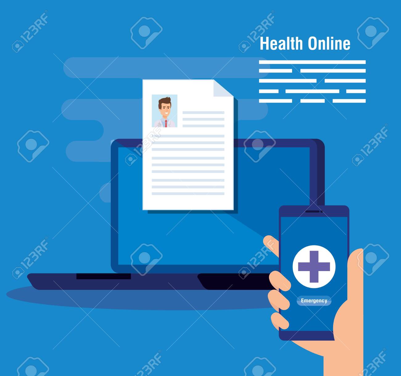 laptop technology with doctor document and smartphone vector illustration - 123873562 laptop technology with doctor document and smartphone vector illustration - 123873562