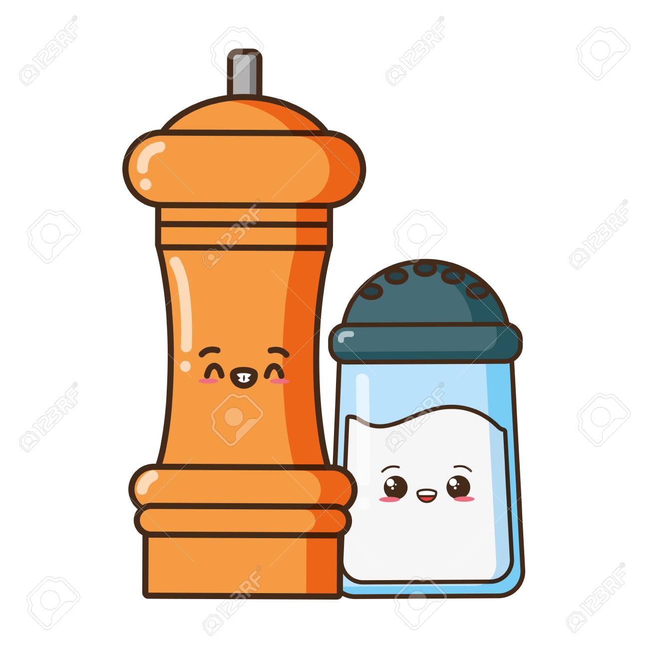 Kawaii Salt And Pepper Food Cartoon Vector Illustration Royalty Free Cliparts Vectors And Stock Illustration Image 123231998
