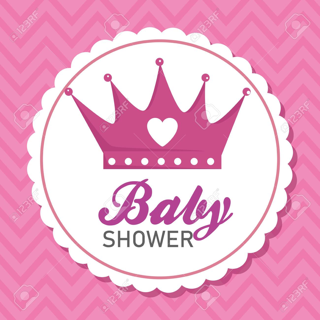 Label Of Little Girl Crown Decoration To Baby Shower Vector Illustration Royalty Free Cliparts