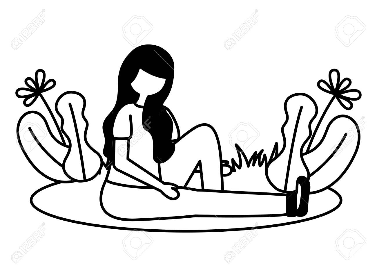 Girl Sitting Mental Disorder Psychological Depressed Vector